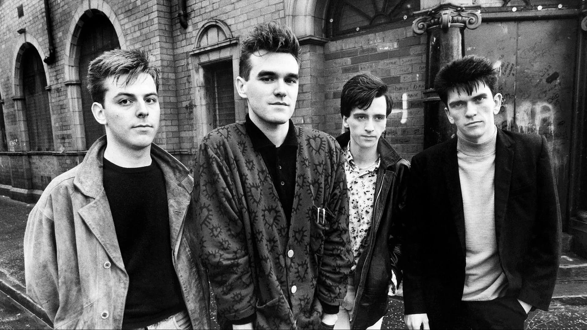 The Smiths outside the Salford Lads Club. Photo: Stephen Wright