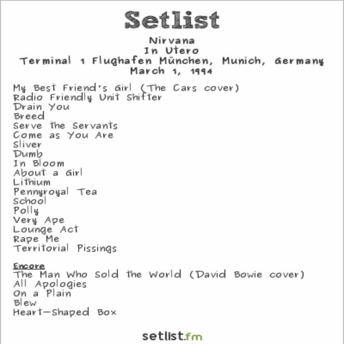 List of songs of the last concert