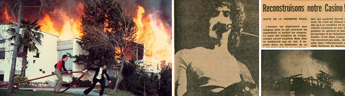 Incendie dans la salle de concert du CASINO DE MONTREUX. Frank Zappa. Concert à Montreux 1971