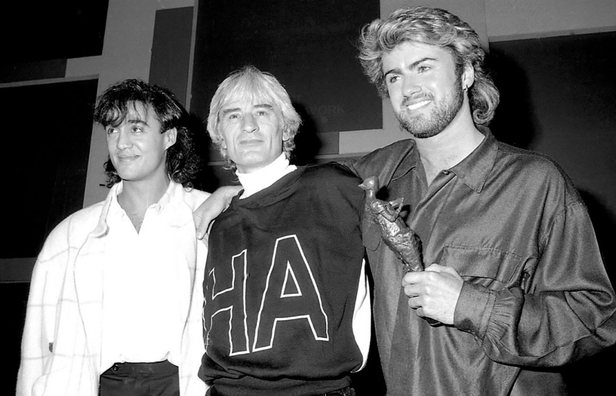 George Michael with Andrew Ridgeley (left) at the Ivor Novello Awards