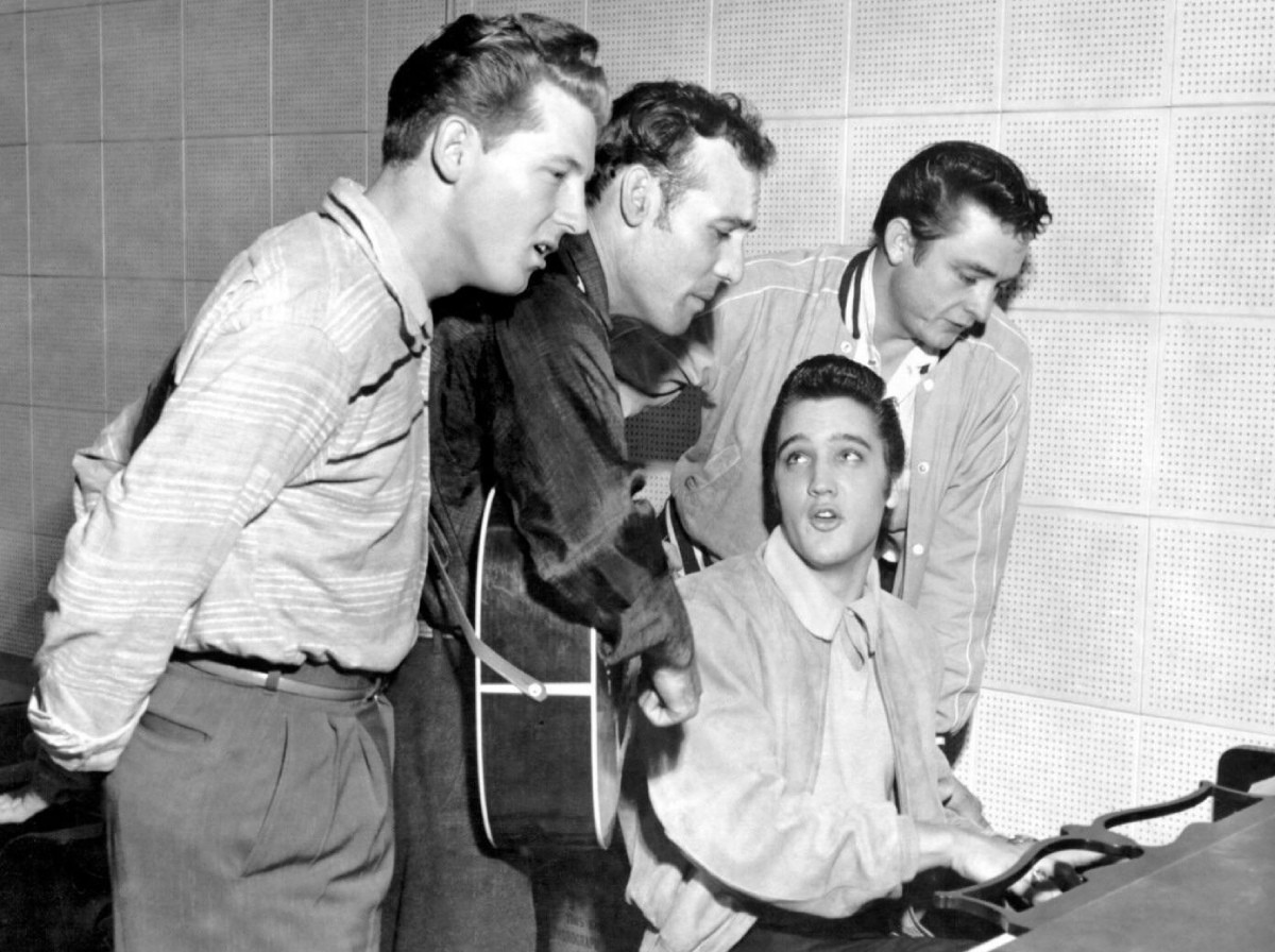 Элвис Пресли, Джонни Кэш, Джерри Ли Льюис и Карл Перкинс, 1956 год