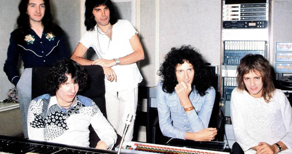 Queen во время записи альбома A Night At The Opera в 1975