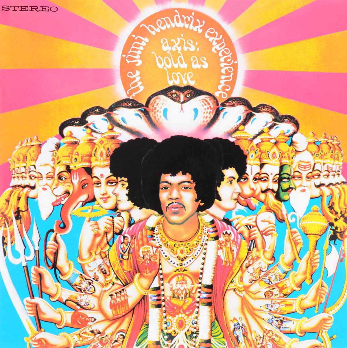 Capa de "Eixo: Ousado Como Amor" (1967) de Jimi Hendrix