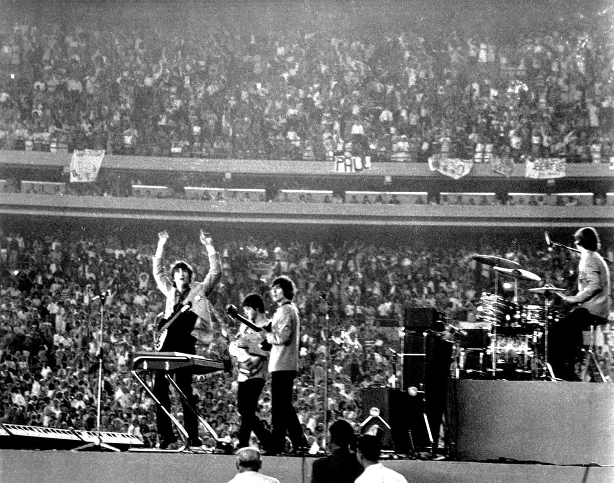 The Beatles at Shea Stadium in 1965.