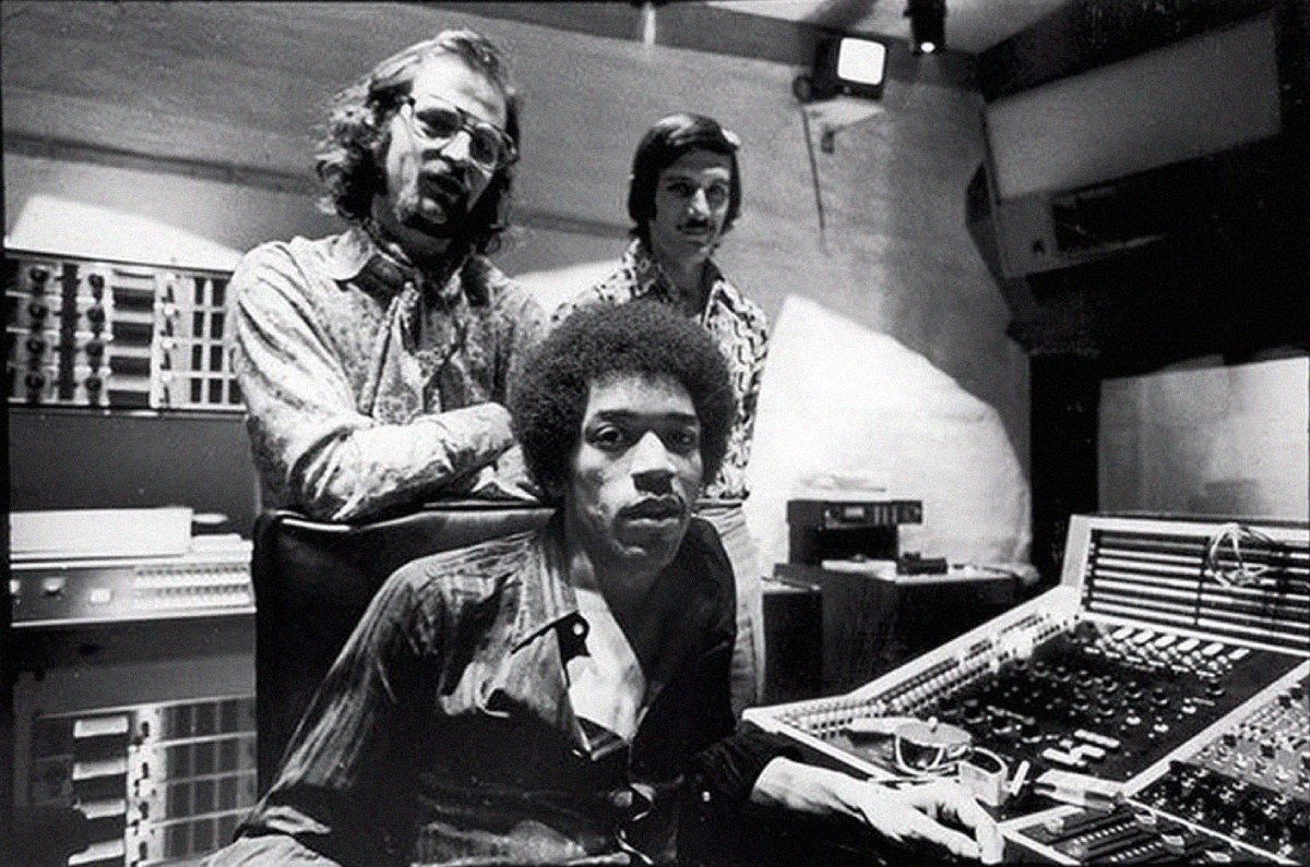 Jimi Hendrix und seine Crew in den Electric Lady Studios