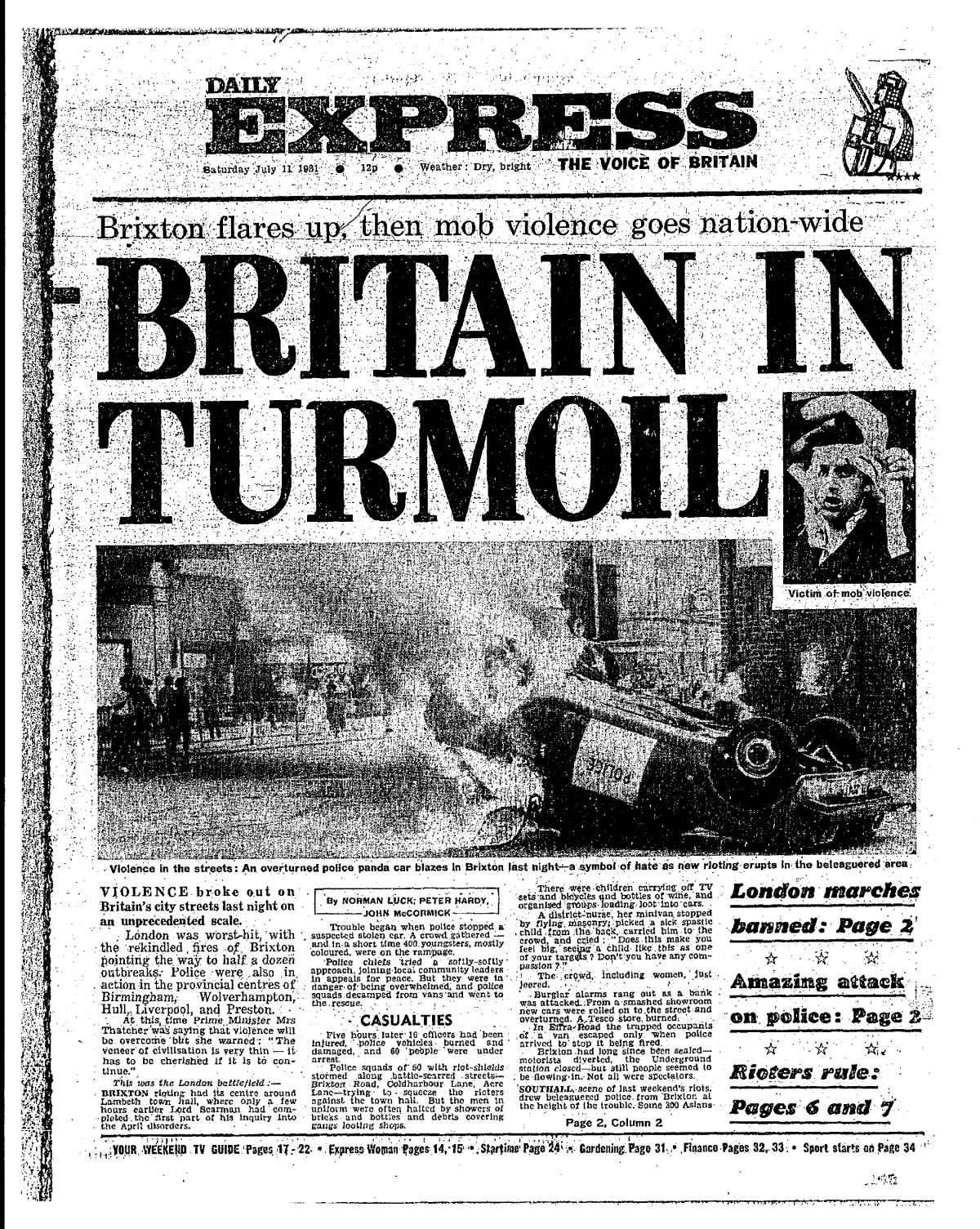 В начале 1980 х годов в Брикстоне происходили ужасные беспорядки...