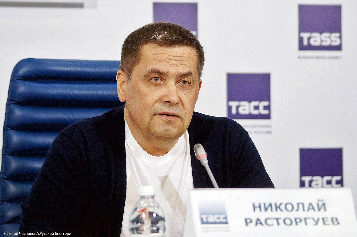Nikolay Rastorguev bei einer Pressekonferenz, 2017