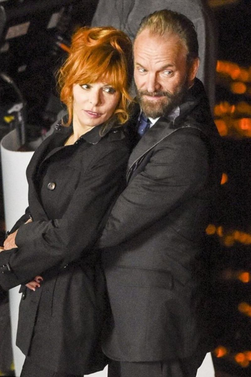 Joint photo of Sting and Mylene Farmer from the shooting of the video "Stolen Car"