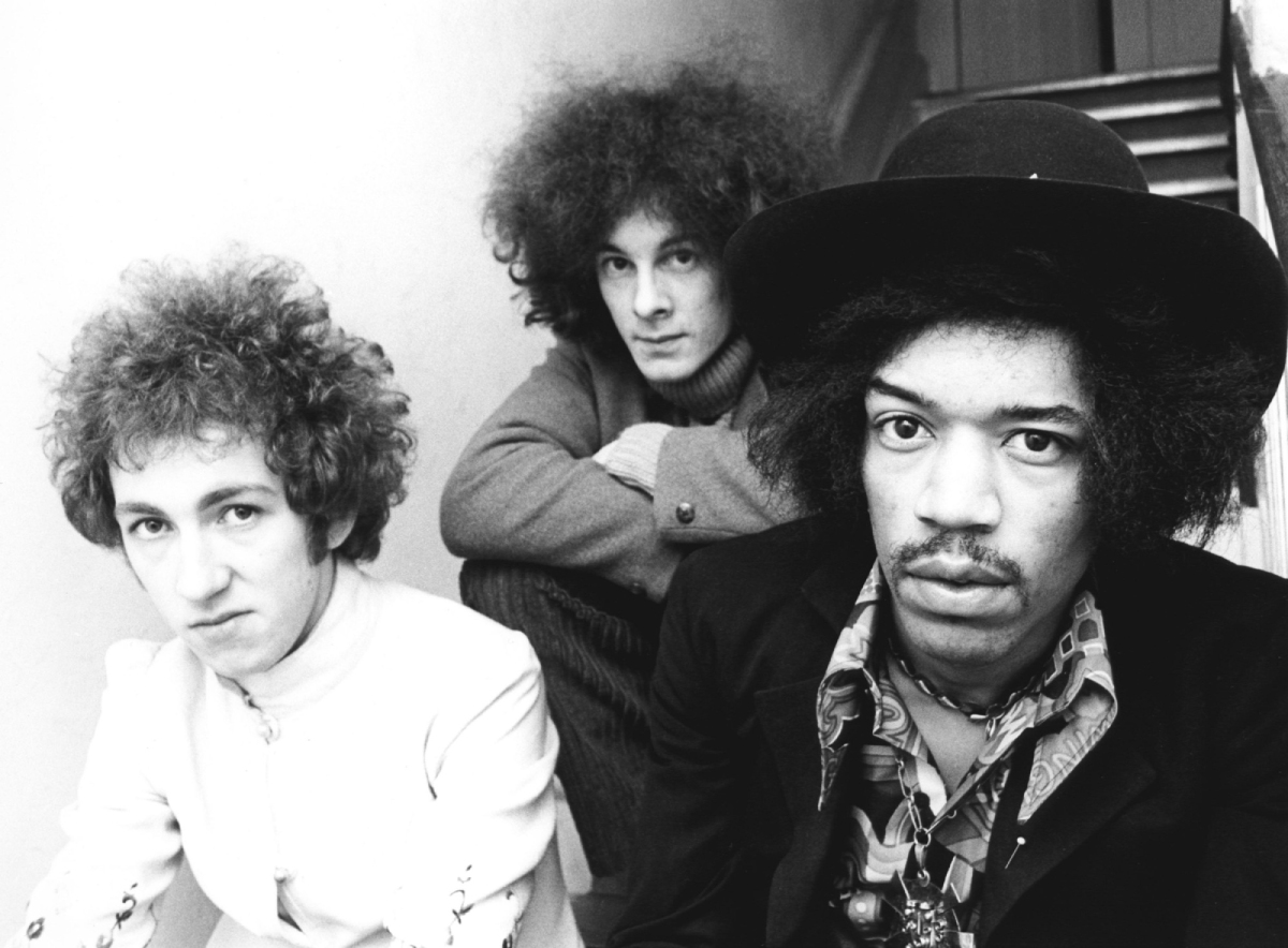 Jimi Hendrix with members of his band, the Jimi Hendrix Experience