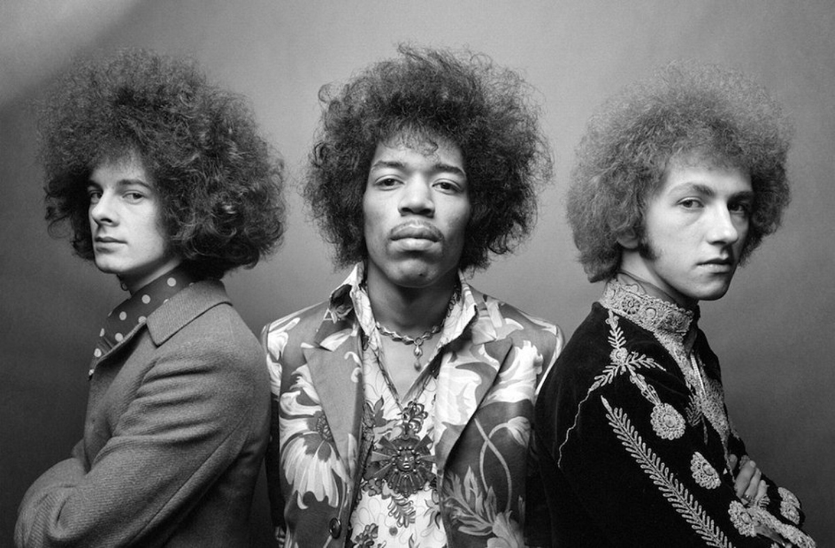 Jimi Hendrix with members of his band, the Jimi Hendrix Experience