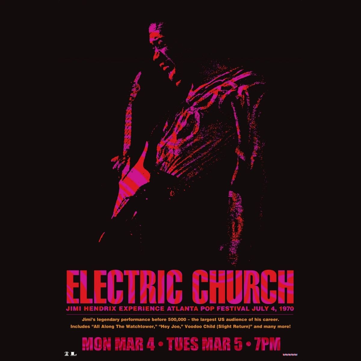 Capa do documentário "Jimi Hendrix: Igreja Elétrica".