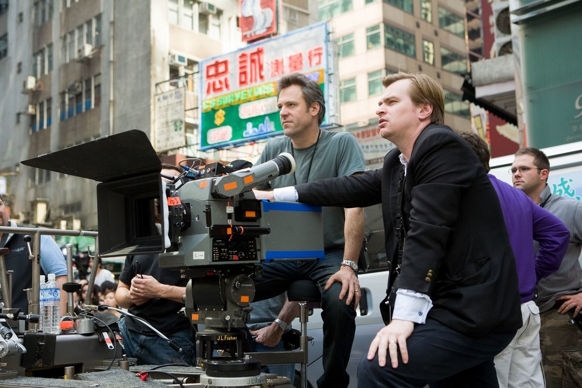 Christopher Nolan no set