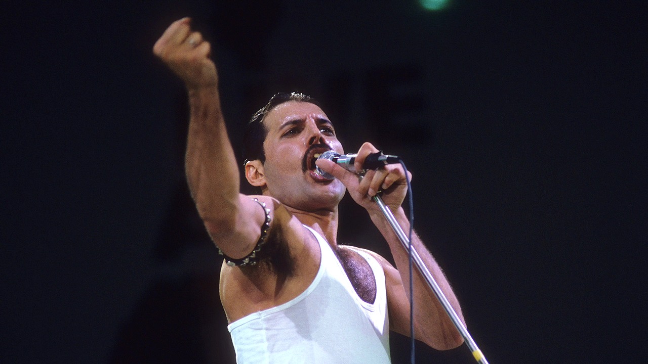 Mercury con Queen en el Live Aid 1985