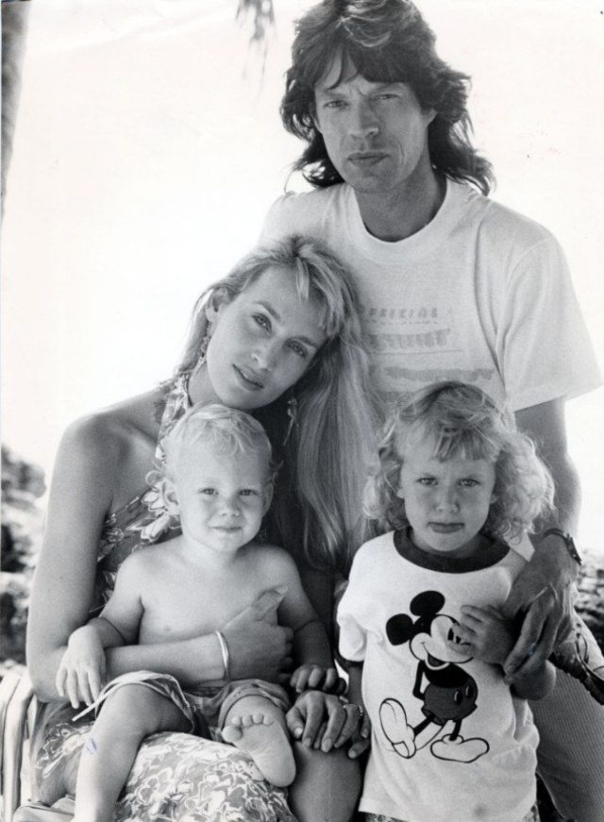 Mick Jagger und Jerry Hall mit ihren Kindern
