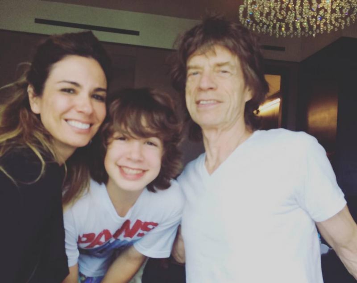 Mick Jagger mit Luciana Jimenez und Sohn Lux