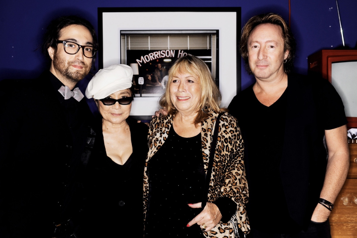From left to right: Sean Lennon, Yoko Ono, Cynthia, Julian Lennon