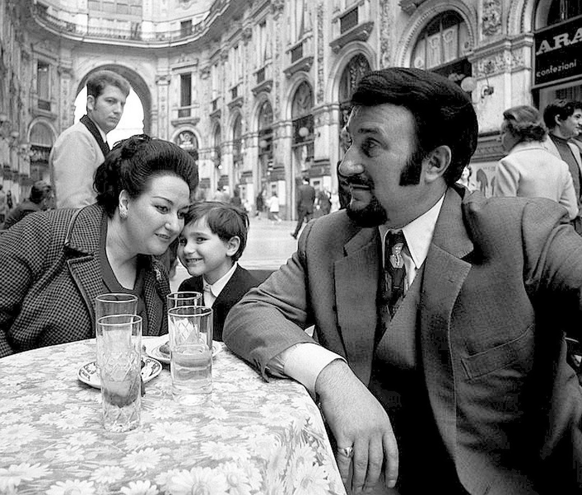 Montserrat Caballe with her husband and son