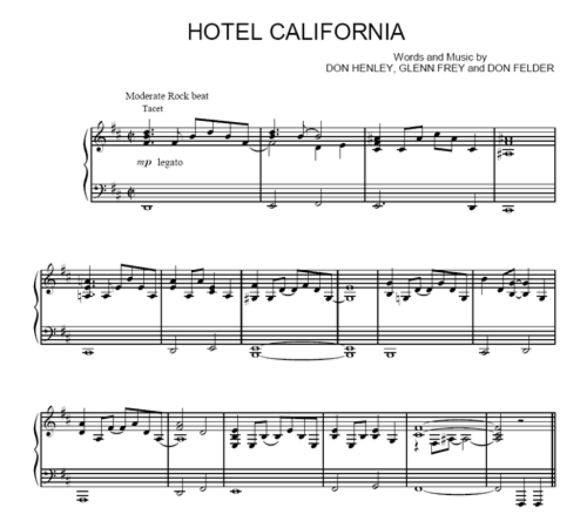 加州旅馆 "的乐谱