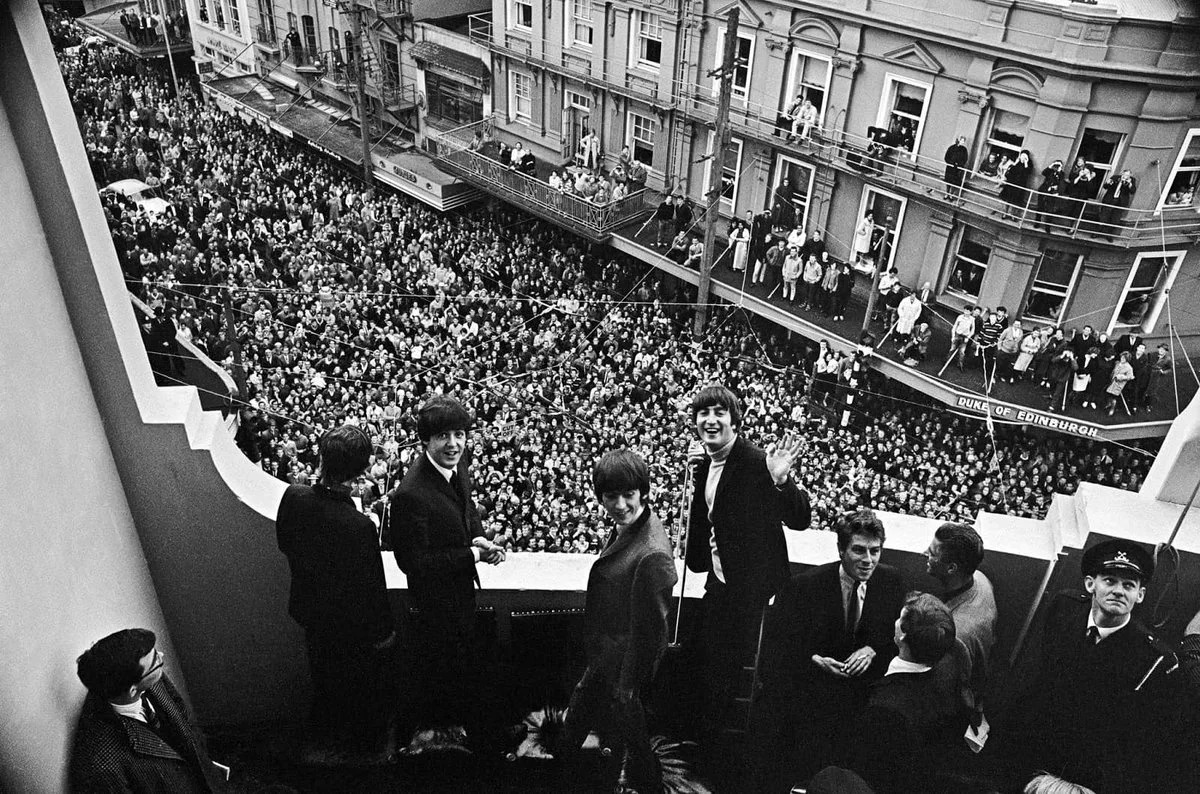 The Beatles are watching the fans