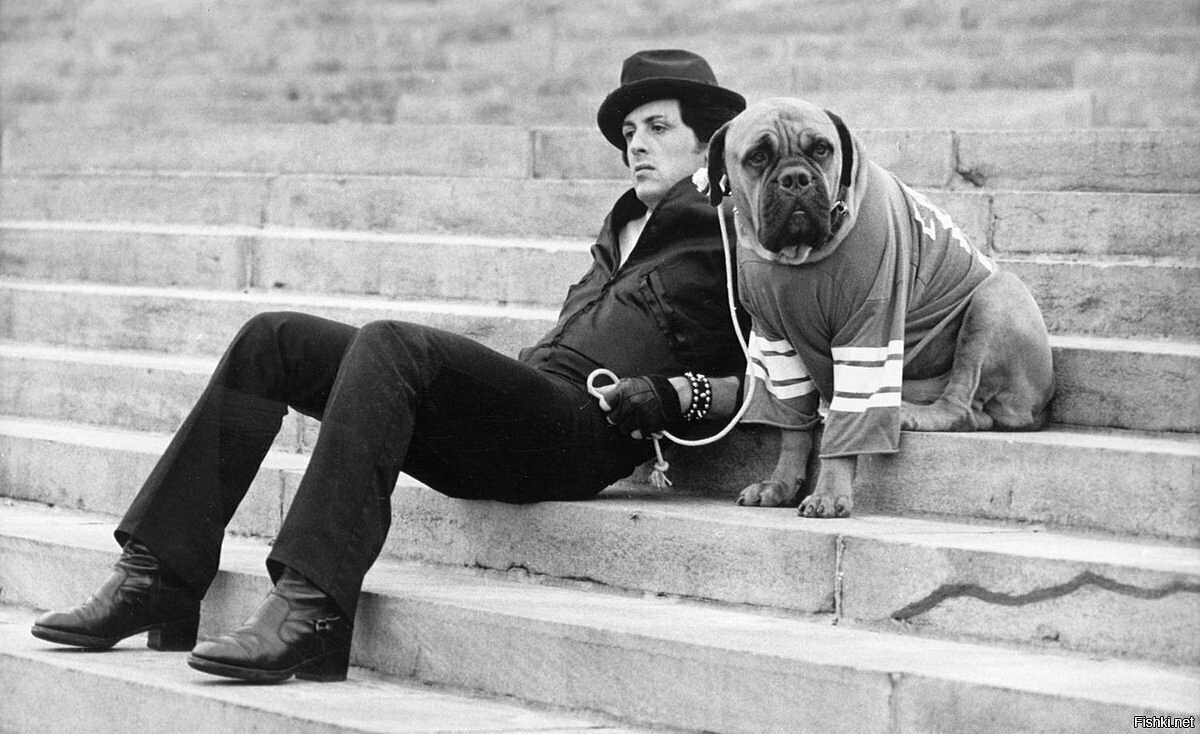 Sylvester Stallone and his dog Butkus 