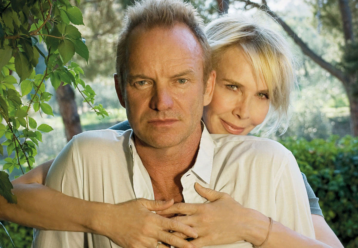 Sting and Trudy Styler on one of the lakes at Il Palagio Manor