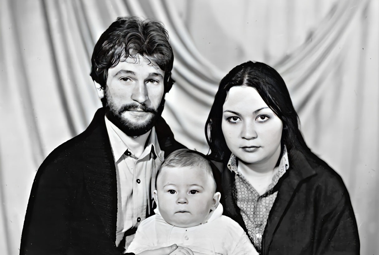 Igor Talkov com sua esposa e filho