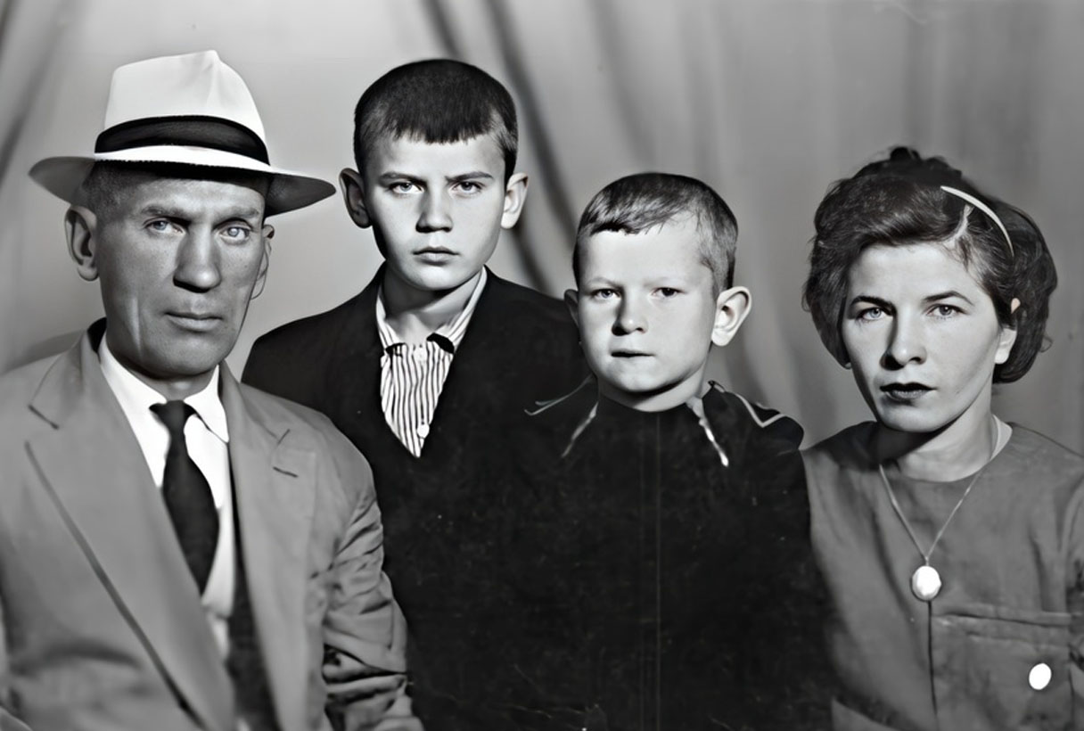 Talkov with his father, mother, and brother
