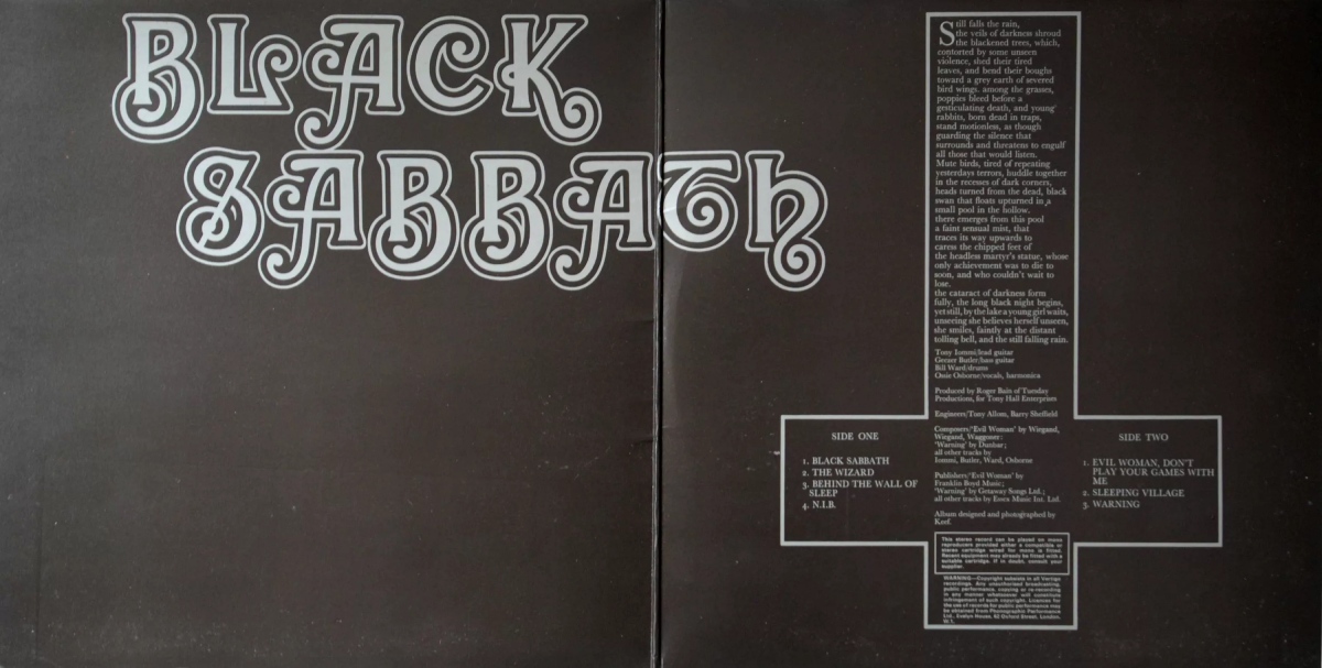 La couverture intérieure de l'album Black Sabbath
