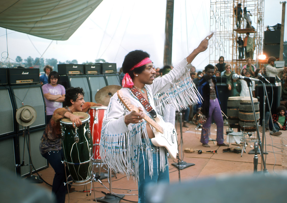 The Jimi Hendrix Experience at the Woodstock Festival. 1969