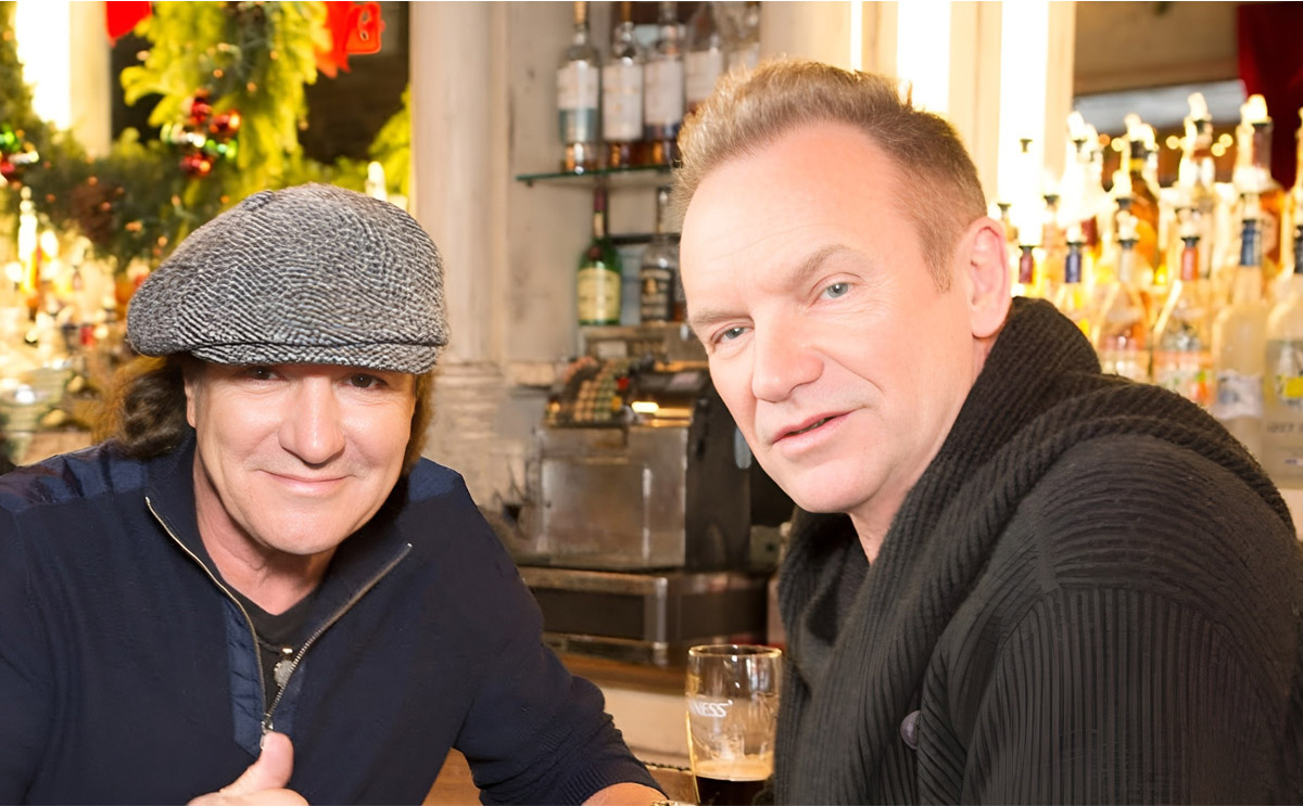 Brian Johnson und Sting bei den Dreharbeiten zu «A Life on the Road»