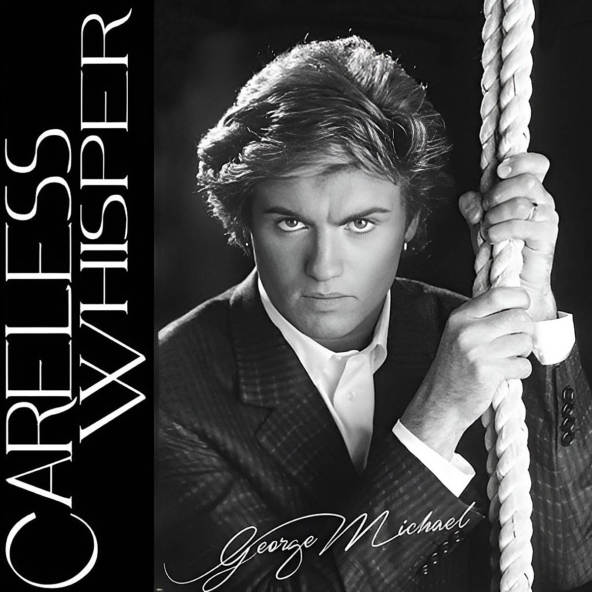 George Michael na capa da canção "Careless Whisper".
