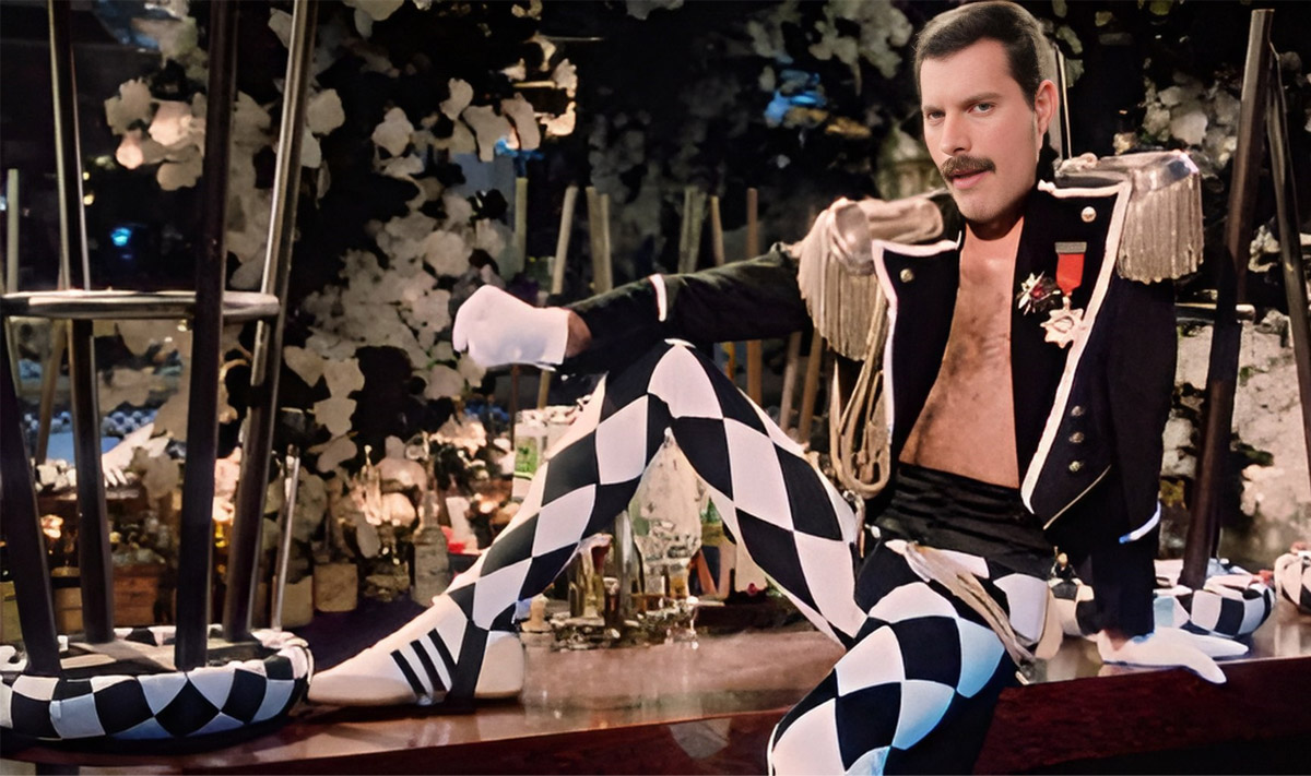 Freddie Mercury no vídeo "Vivendo por conta própria".